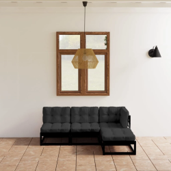 vidaXL 4-daļīgs dārza atpūtas mēbeļu komplekts ar matračiem, priede