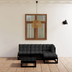 vidaXL 5-daļīgs dārza atpūtas mēbeļu komplekts ar matračiem, priede