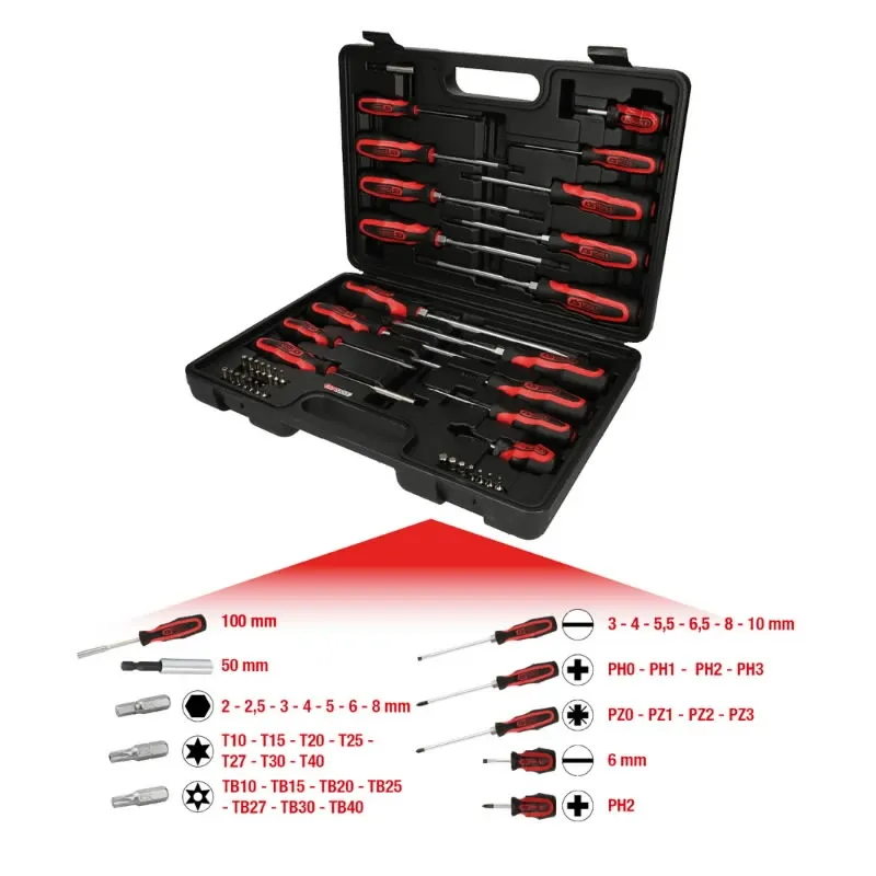 ERGOTORQUEplus kruvikeerajate ja otsikute komplekt 39-osaline, KS Tools