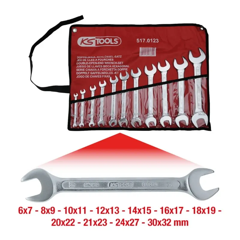 Lehtvõtmete komplekt 6x7-30x32mm, 11-osa, KS Tools