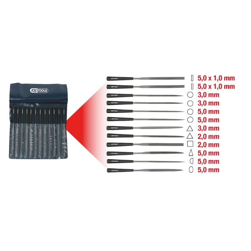 Adatu vīļu komplekts 145 mm, 12 gab., KS Tools