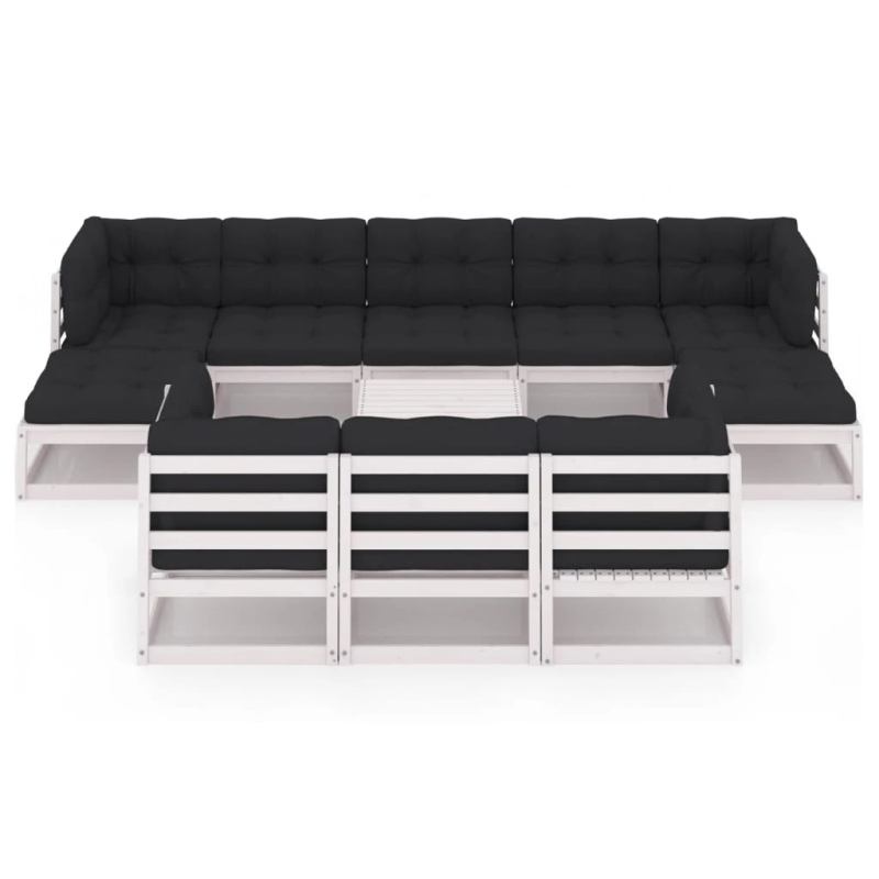 vidaXL 11-daļīgs dārza atpūtas mēbeļu komplekts ar matračiem, priede