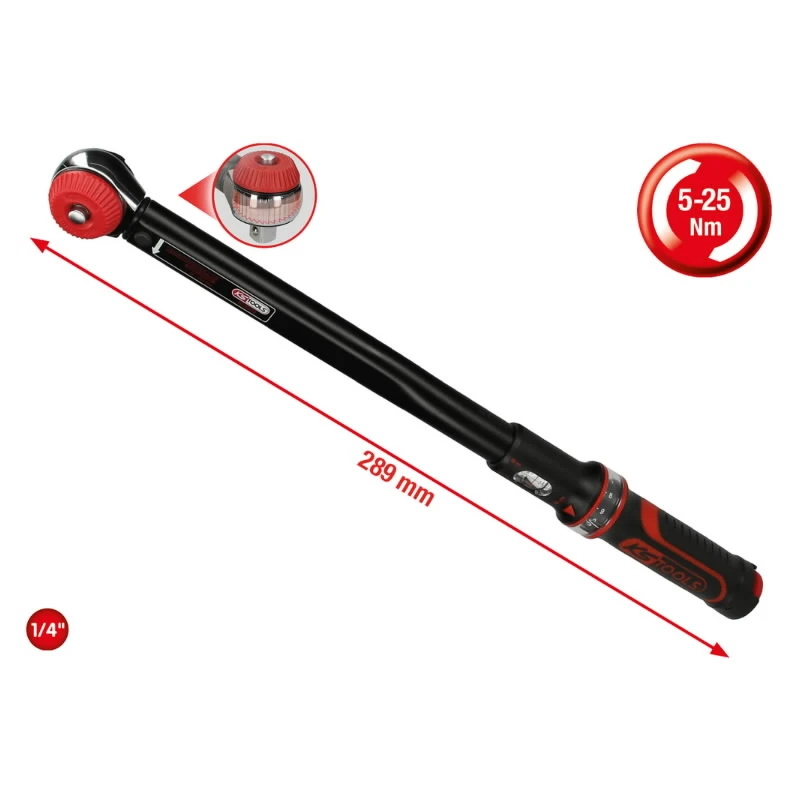 Momentatslēga ERGOTORQUEprecision ¼´´, 5-25Nm 1-4 5-25Nm, KS Tools