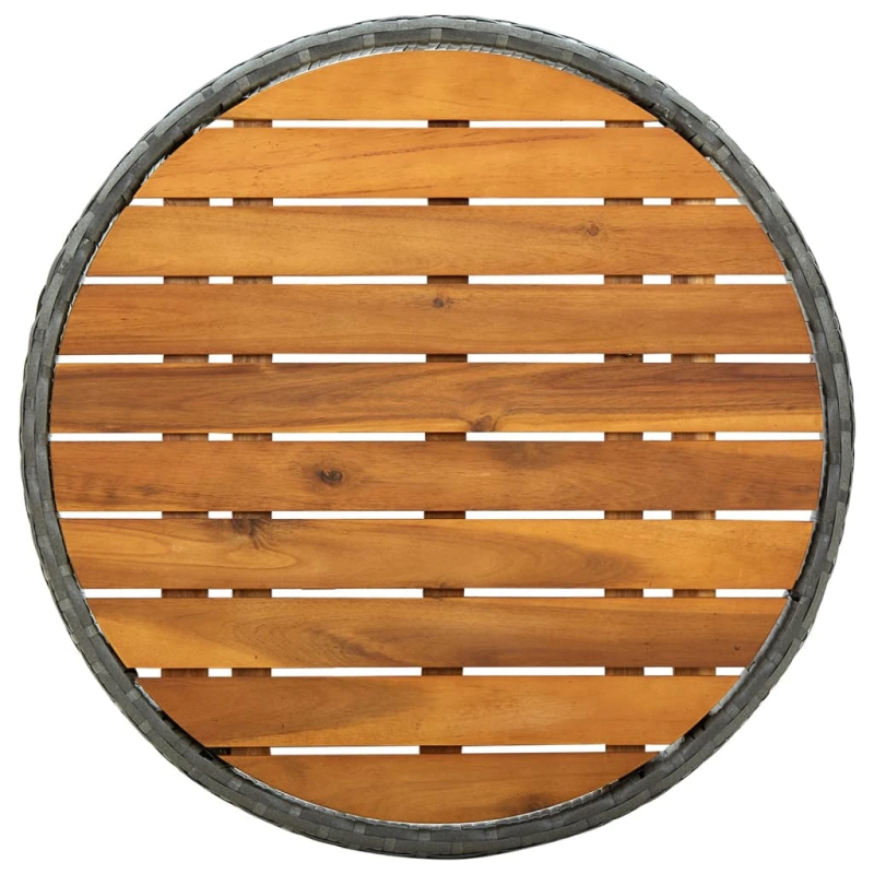 vidaXL tējas galdiņš, pelēks, 60 cm, PE rotangpalma, akācijas koks