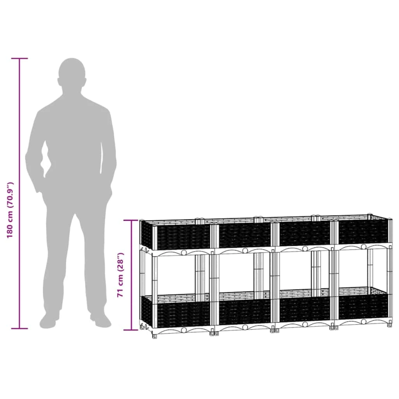 vidaXL puķu kaste, 160x40x71 cm, polipropilēns