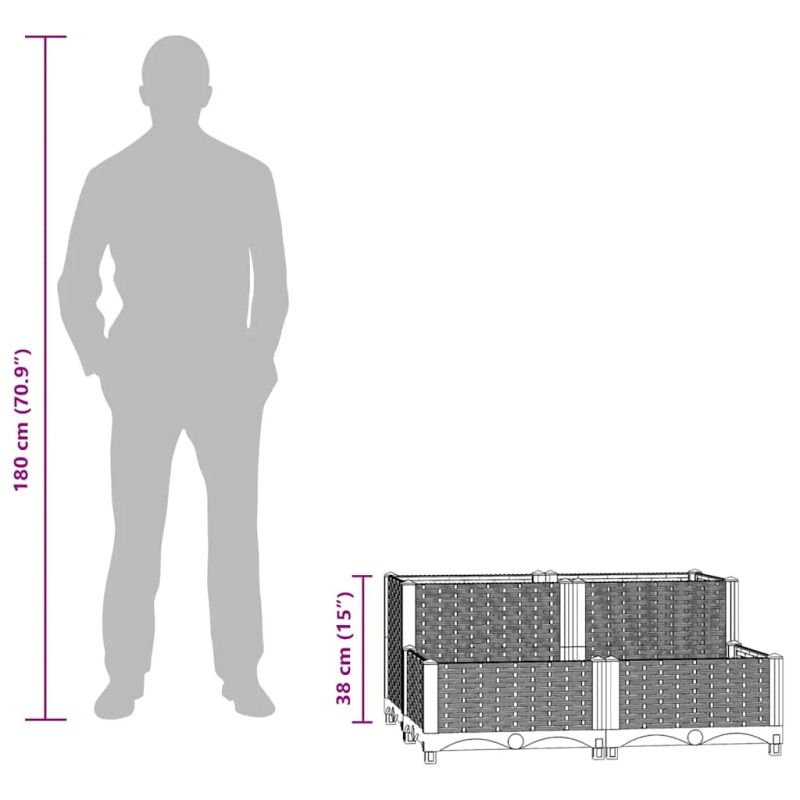 vidaXL puķu kaste, 80x80x38 cm, polipropilēns
