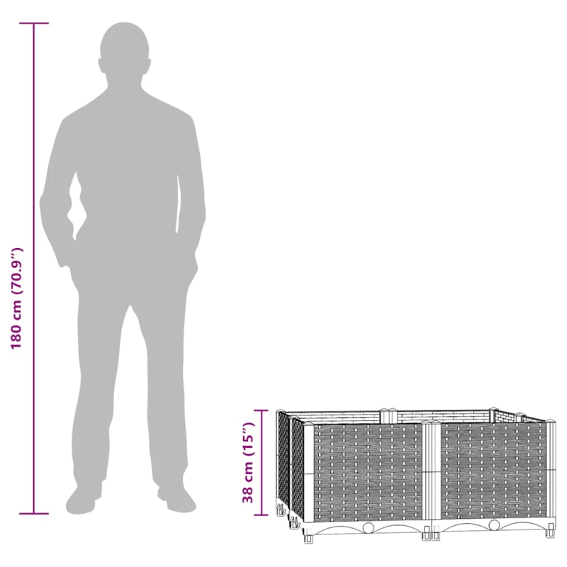vidaXL puķu kaste, 80x80x38 cm, polipropilēns