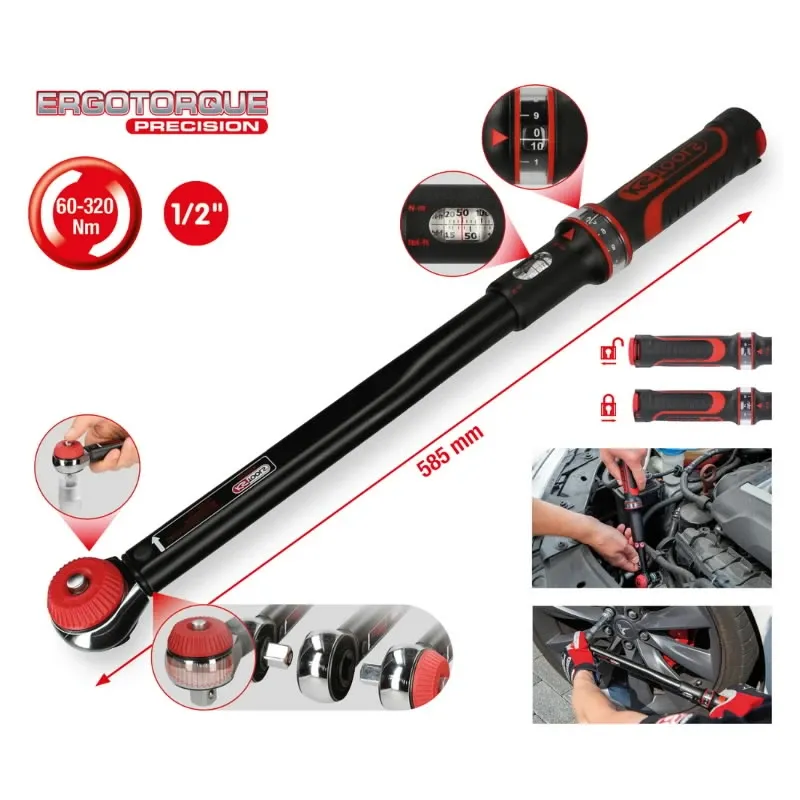 Momentatslēga ERGOTORQUEprecision 1-2 60-320Nm, KS Tools