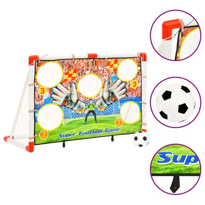 vidaXL bērnu futbola vārtu komplekts ar sienu, 120x51x77,5 cm