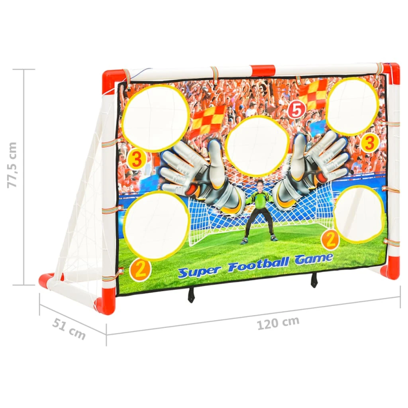 vidaXL bērnu futbola vārtu komplekts ar sienu, 120x51x77,5 cm