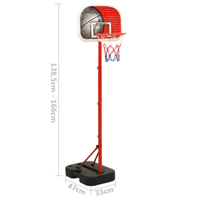 vidaXL basketbola komplekts, regulējams 138,5-166 cm, pārvietojams