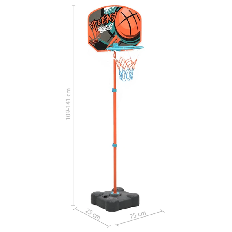 vidaXL basketbola komplekts, regulējams 109-141 cm, pārvietojams