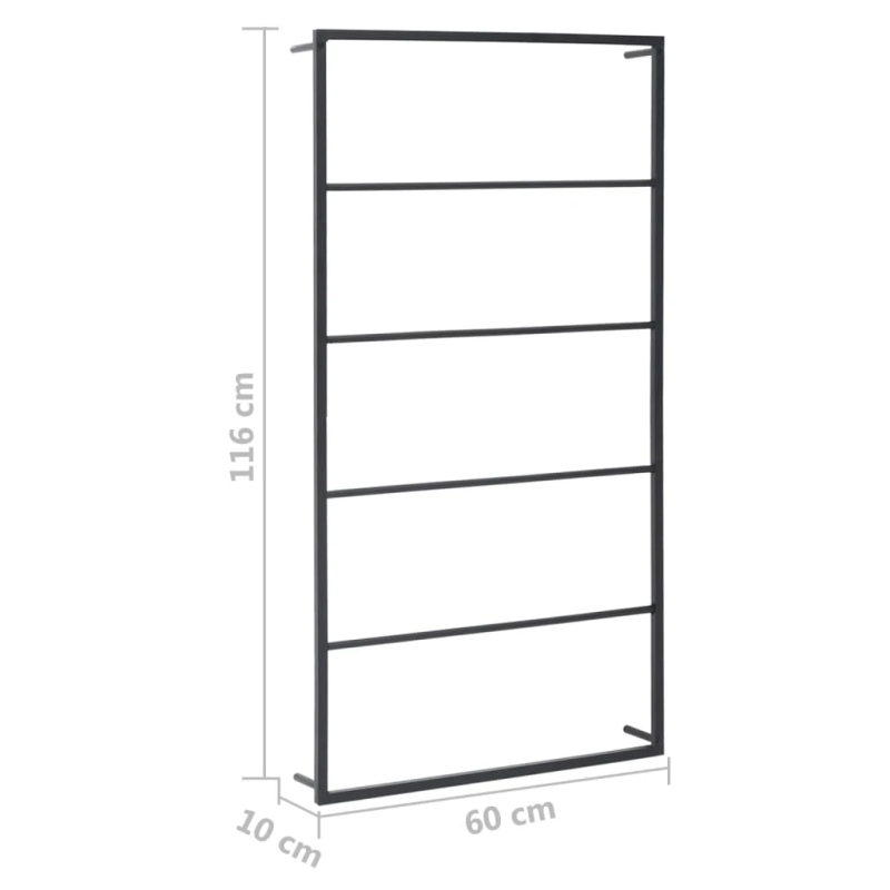 vidaXL dvieļu turētājs, melns, 60x10x116 cm, tērauds