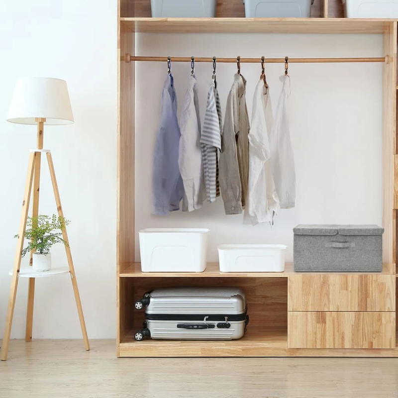 vidaXL uzglabāšanas kastes, 50x30x25 cm, audums, pelēkas