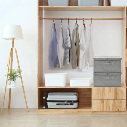 vidaXL uzglabāšanas kastes, 2 gab., 50x30x25 cm, audums, pelēkas