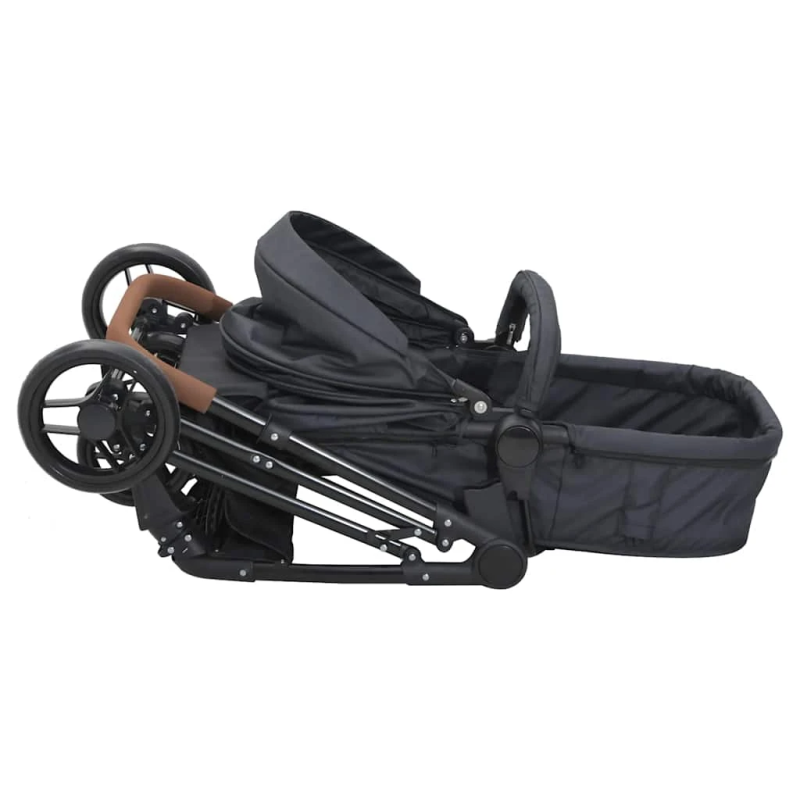 vidaXL divi-vienā bērnu ratiņi, antracītpelēki ar melnu, tērauds