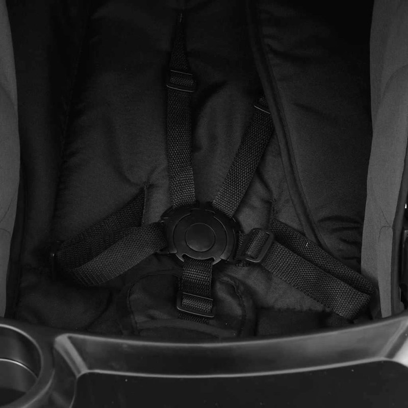 vidaXL trīs-vienā bērnu ratiņi, tumši pelēki ar melnu, tērauds