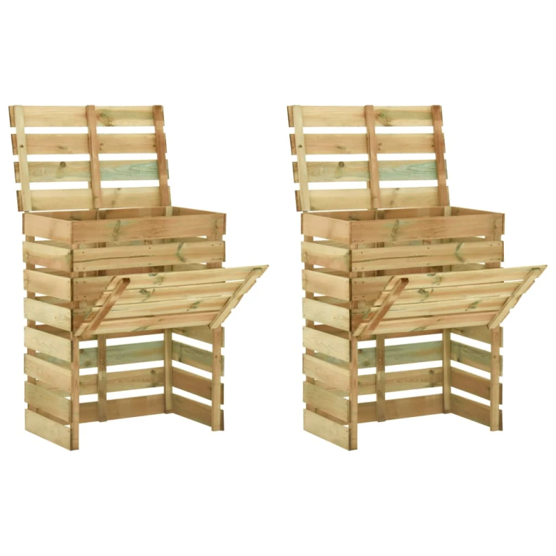 vidaXL dārza komposta kastes, 2 gab., 80x50x100 cm, priedes koks