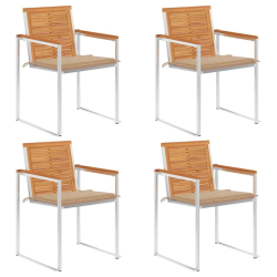 vidaXL dārza krēsli ar matračiem, 4 gab., akācijas masīvkoks