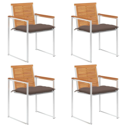 vidaXL dārza krēsli ar matračiem, 4 gab., akācijas masīvkoks