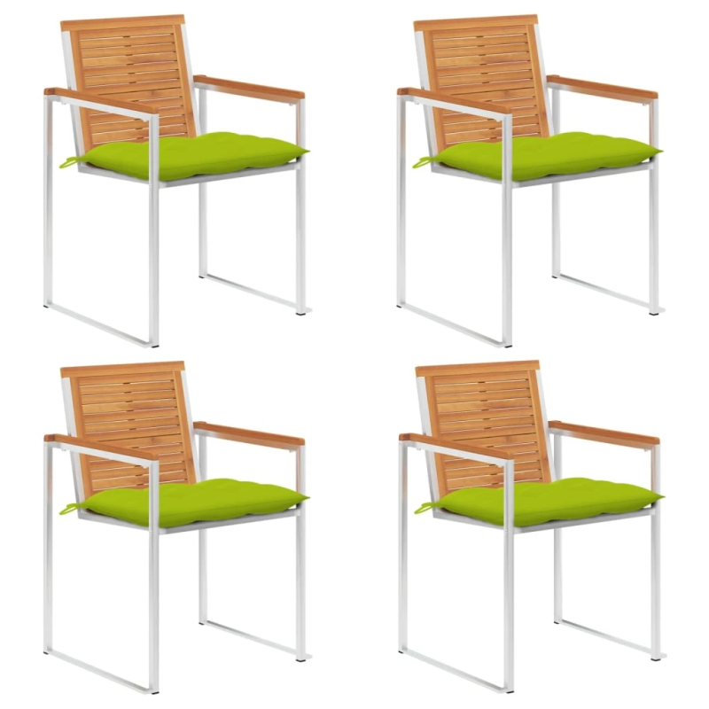 vidaXL dārza krēsli ar matračiem, 4 gab., akācijas masīvkoks