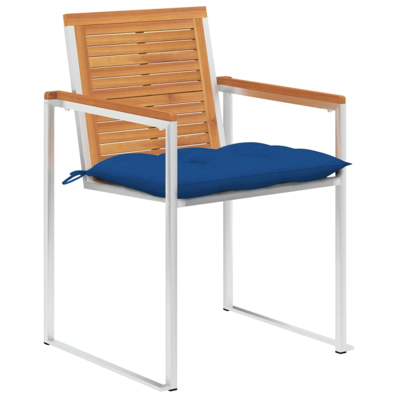 vidaXL dārza krēsli ar matračiem, 6 gab., akācijas masīvkoks