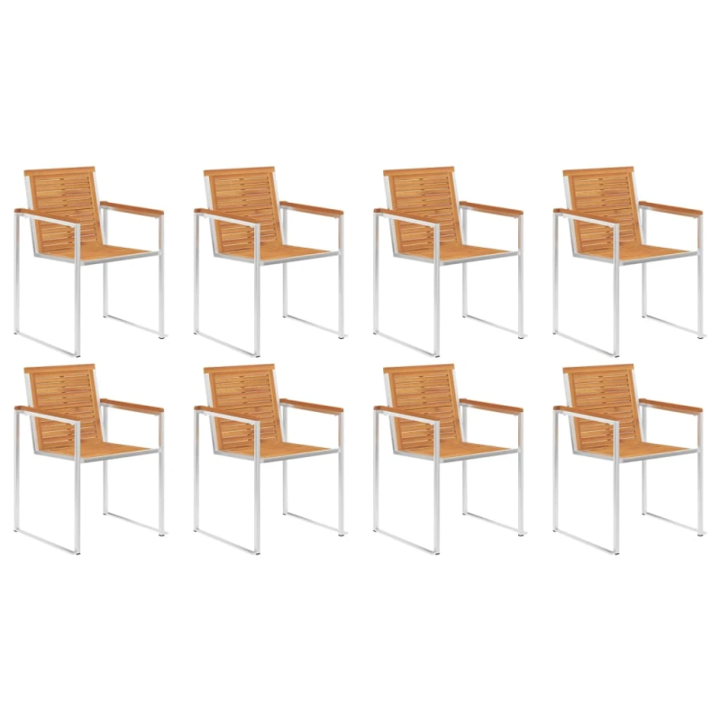 vidaXL dārza krēsli ar matračiem, 8 gab., akācijas masīvkoks