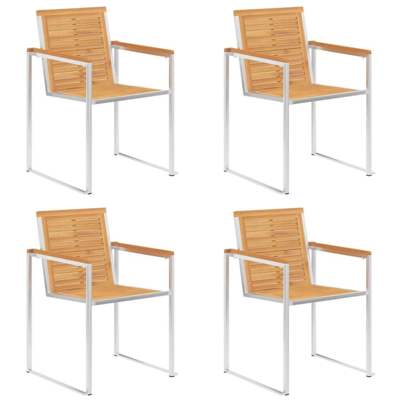 vidaXL dārza krēsli ar matračiem, 4 gab., masīvs tīkkoks