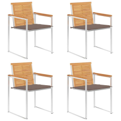 vidaXL dārza krēsli ar matračiem, 4 gab., masīvs tīkkoks