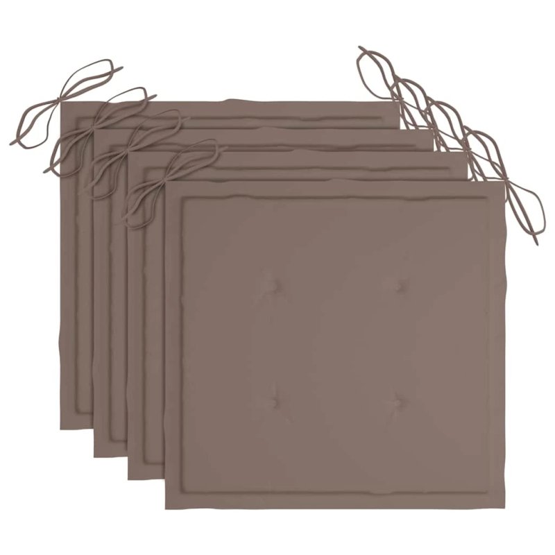 vidaXL dārza krēsli ar matračiem, 4 gab., masīvs tīkkoks