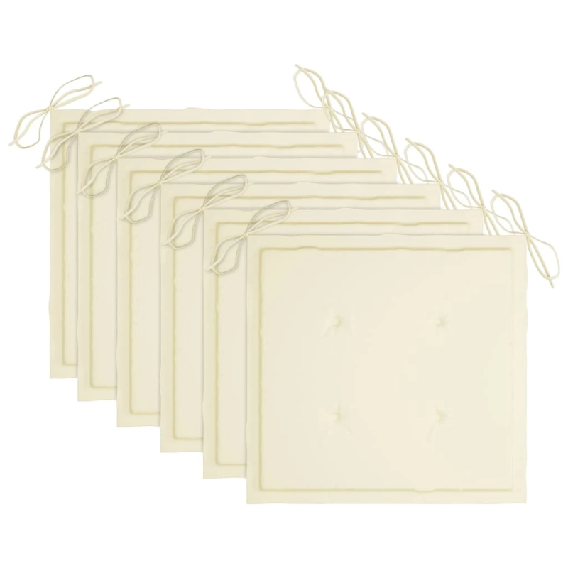 vidaXL dārza krēsli ar matračiem, 6 gab., masīvs tīkkoks