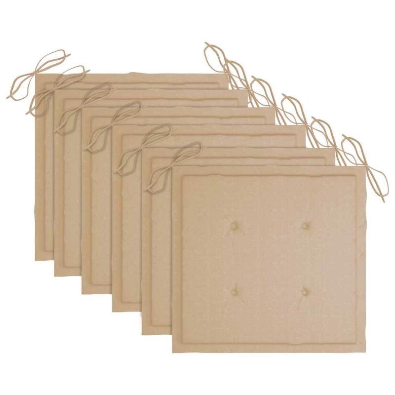 vidaXL dārza krēsli ar matračiem, 6 gab., masīvs tīkkoks