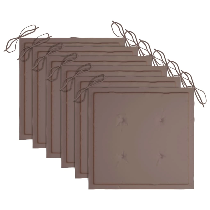 vidaXL dārza krēsli ar matračiem, 6 gab., masīvs tīkkoks