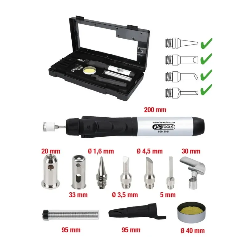 Gāzes lodāmura komplekts ar uzgaļiem, KS Tools