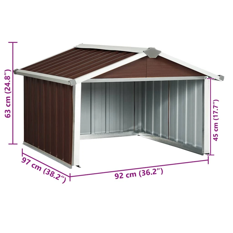 vidaXL robotizēta zāles pļāvēja novietne, 92x97x63 cm, brūna
