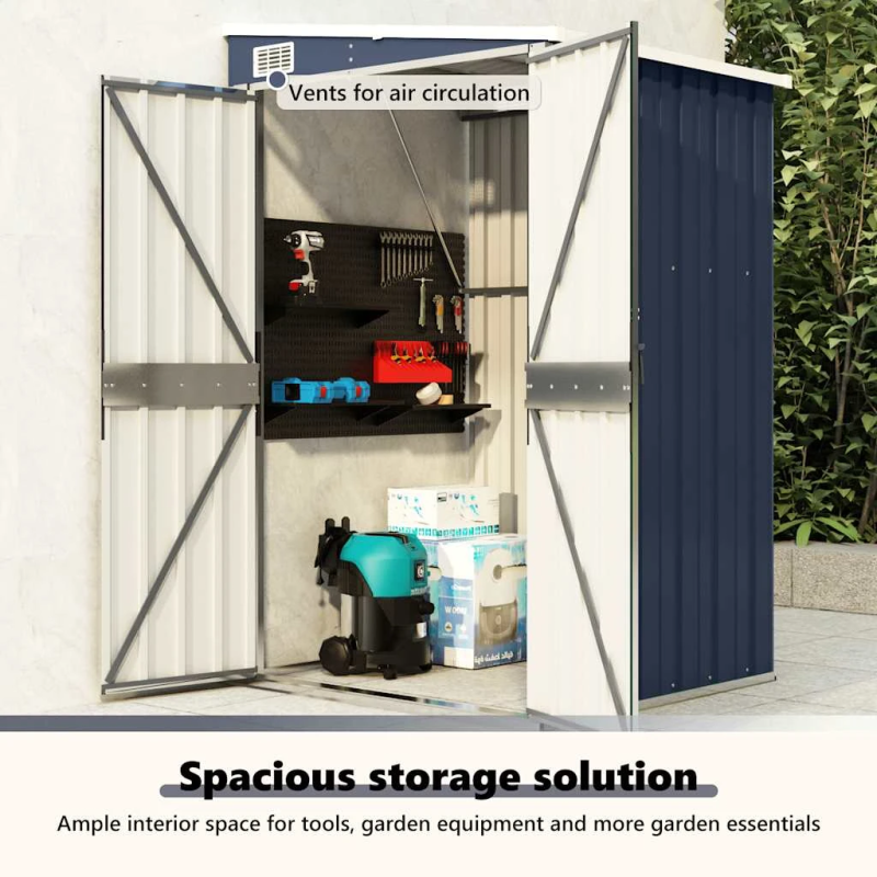 vidaXL dārza šķūnis, antracītpelēks, 118x100x178 cm, tērauds