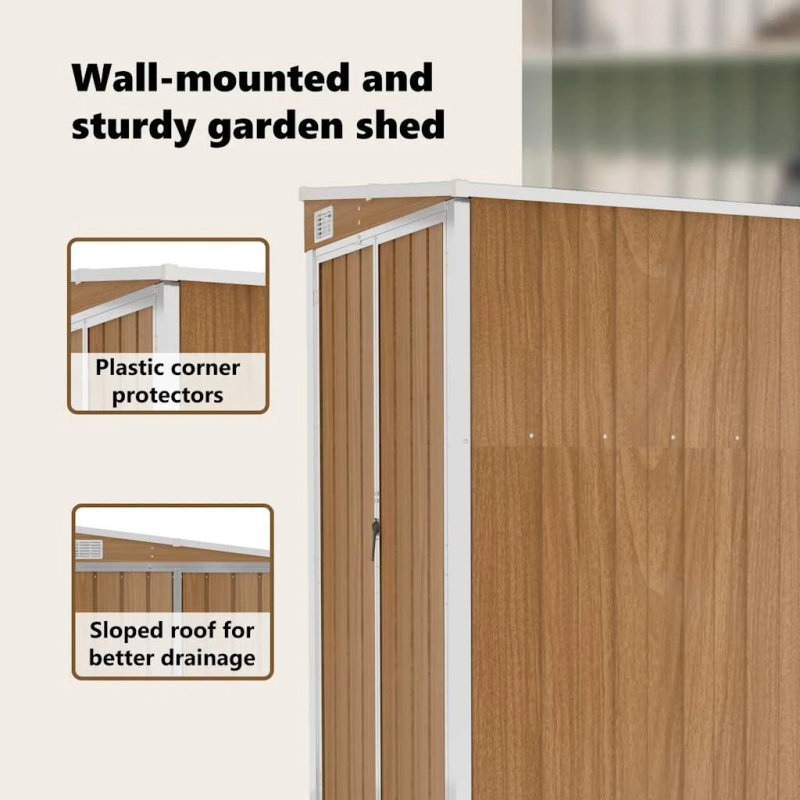 vidaXL dārza šķūnis, brūns, 118x100x178 cm, cinkots tērauds