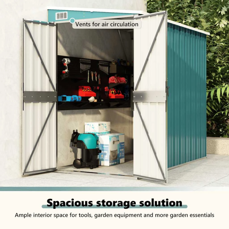 vidaXL dārza šķūnis, zaļš, 118x194x178 cm, cinkots tērauds