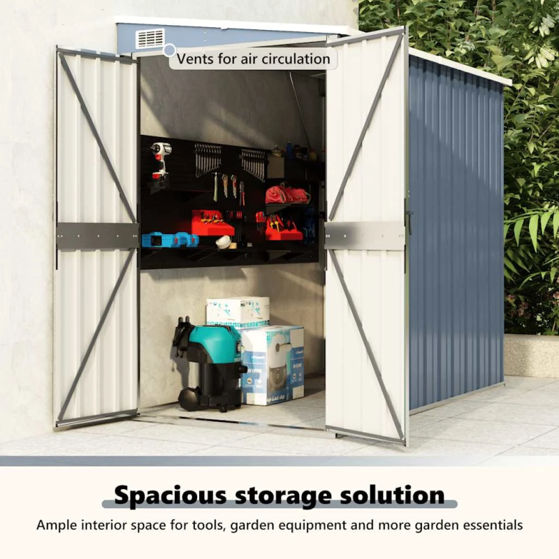 vidaXL dārza šķūnis, pelēks, 118x194x178 cm, cinkots tērauds