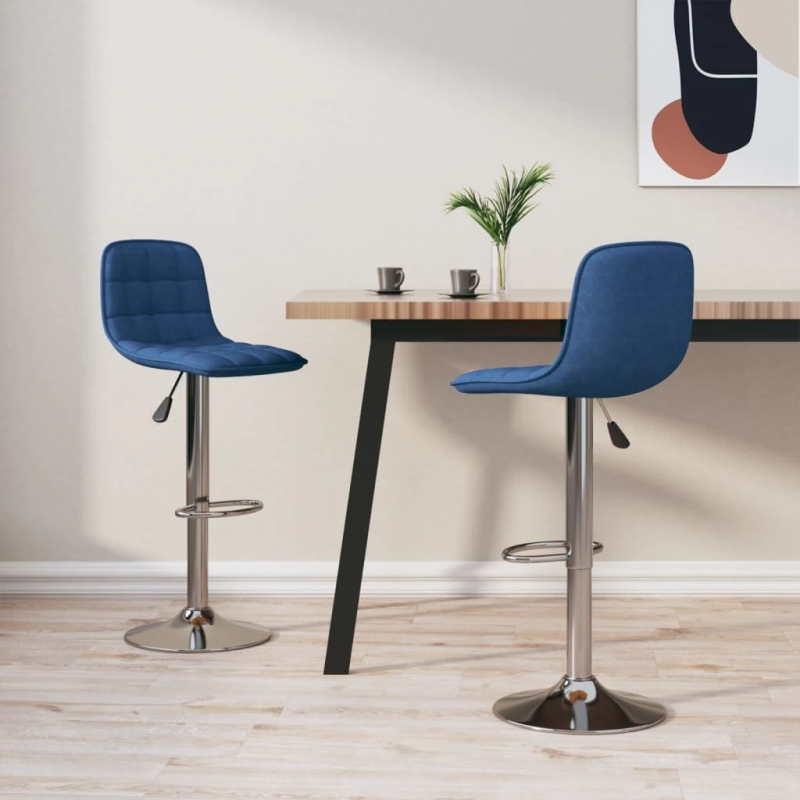 vidaXL bāra krēsli, 2 gab., zils audums