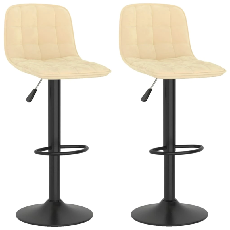 vidaXL bāra krēsli, 2 gab., krēmkrāsas samts