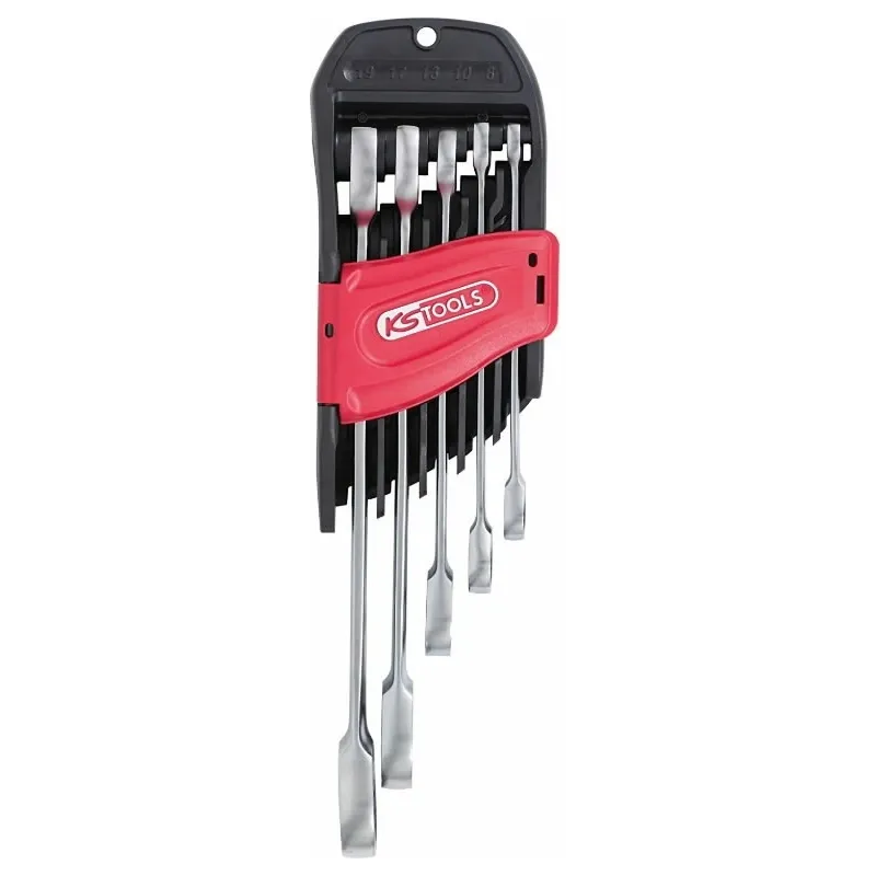Kombinuotų terkšlinių raktų komplektas 5vnt, 8-19mm, KS Tools