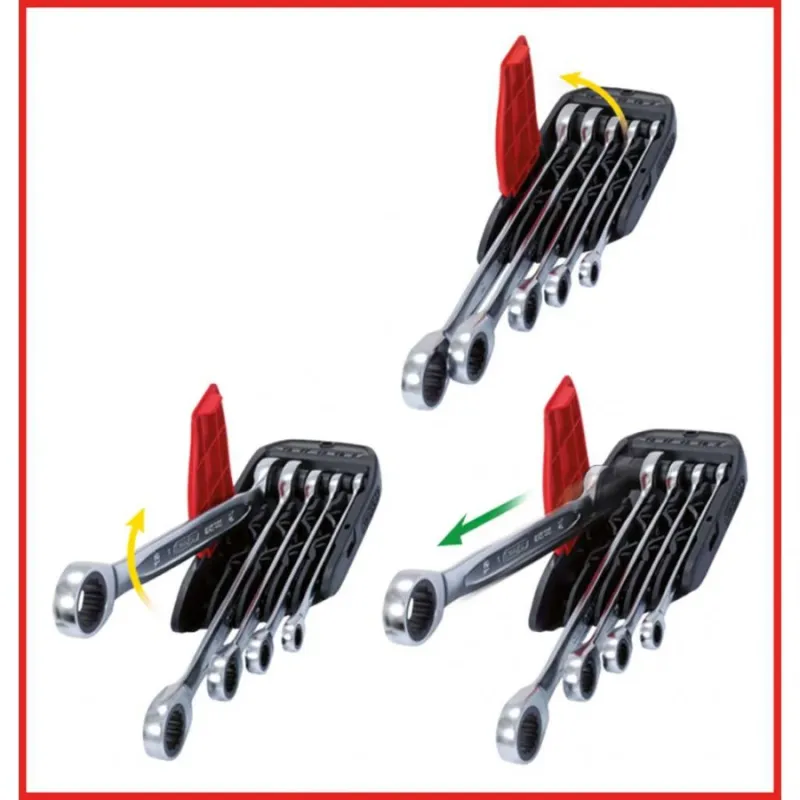 Kombinuotų terkšlinių raktų komplektas 5vnt, 8-19mm, KS Tools