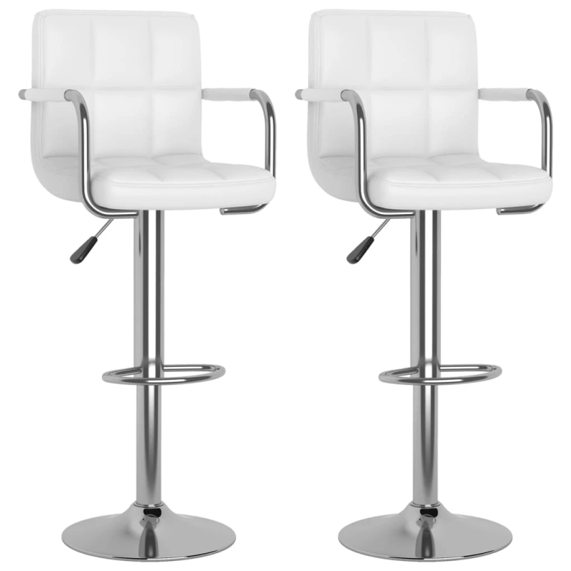 vidaXL bāra krēsli, 2 gab., balta mākslīgā āda