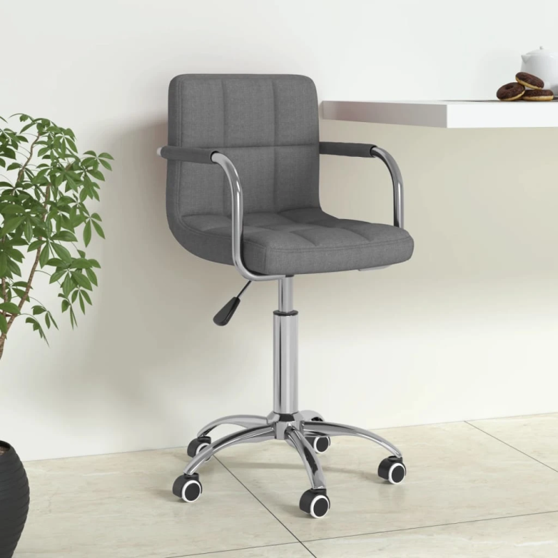 vidaXL biroja krēsls, gaiši pelēks audums