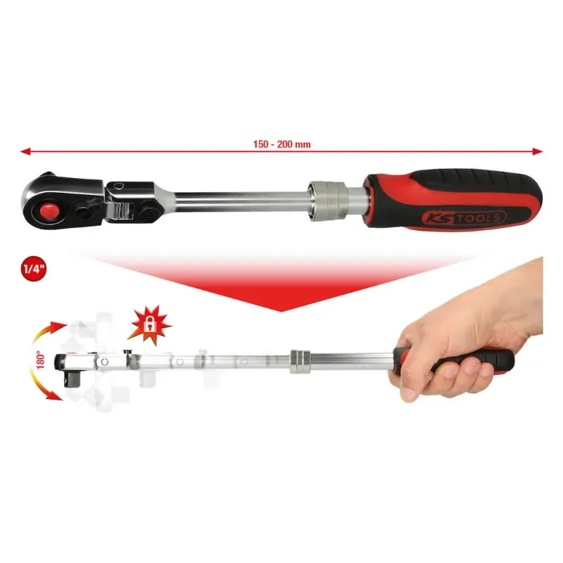 1-4 SlimPOWER telescopic-joint reversible ratchet, 72 teeth, KS Tools