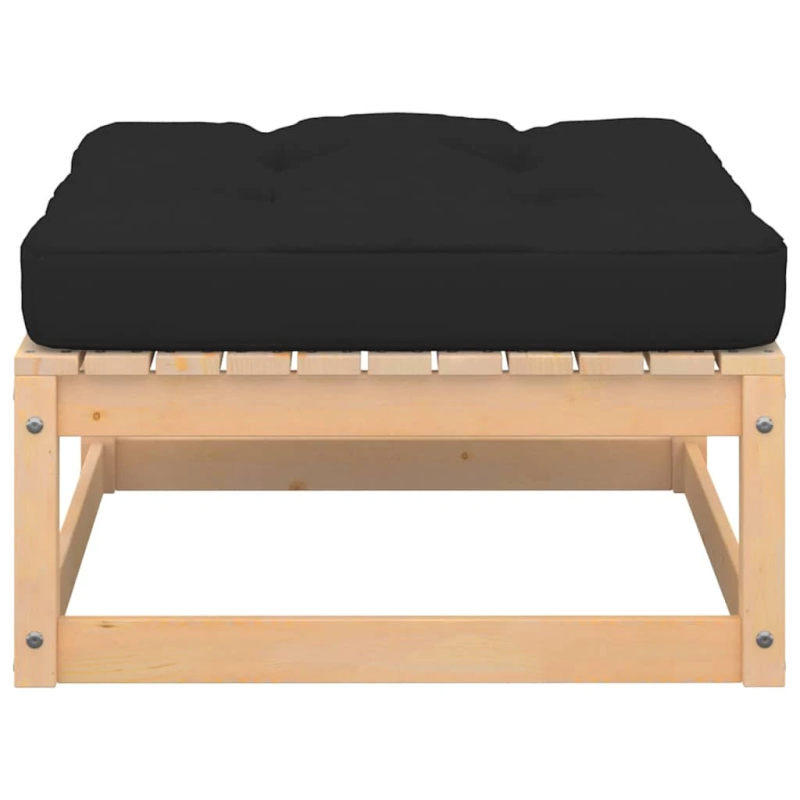 vidaXL dārza soliņš ar matraci, priedes masīvkoks