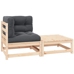 vidaXL 2-daļīgs dārza atpūtas mēbeļu komplekts ar matračiem, priede