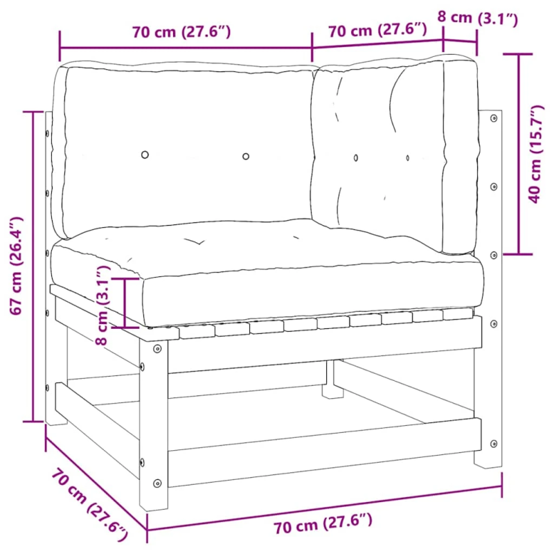 vidaXL 2-daļīgs dārza atpūtas mēbeļu komplekts ar matračiem, priede