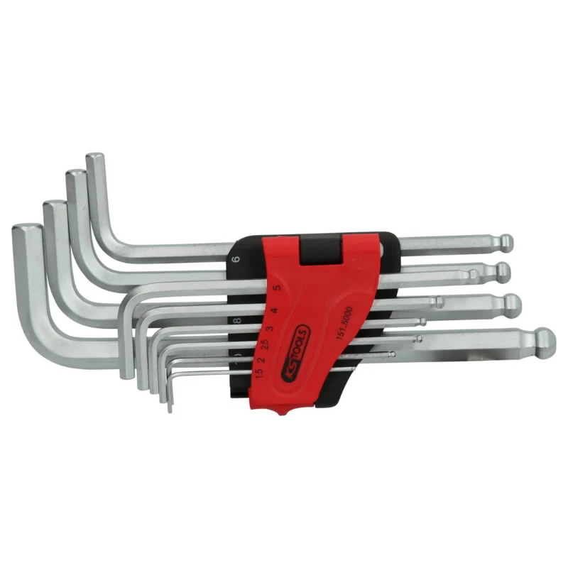 Ball ended hexagon key wrench set, long, 10 pcs, KS Tools